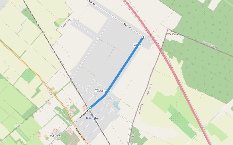 Z+ (Táborfalva) walking route map in Táborfalva