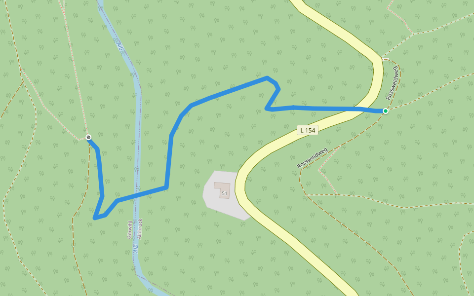 Albhalde - Beim Albsteg walking route map in Albbruck