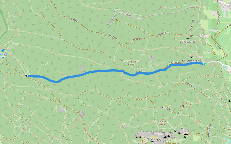Waldandacht - Vöslauer Hütten Straße walking route map in Sooß