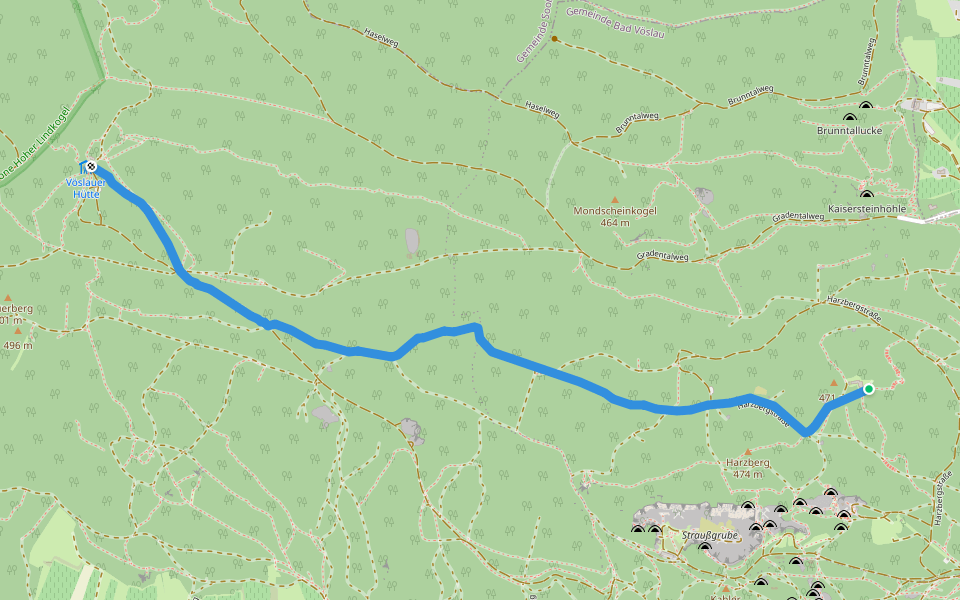Harzberg - Vöslauerhütte walking route map in Bad Vöslau