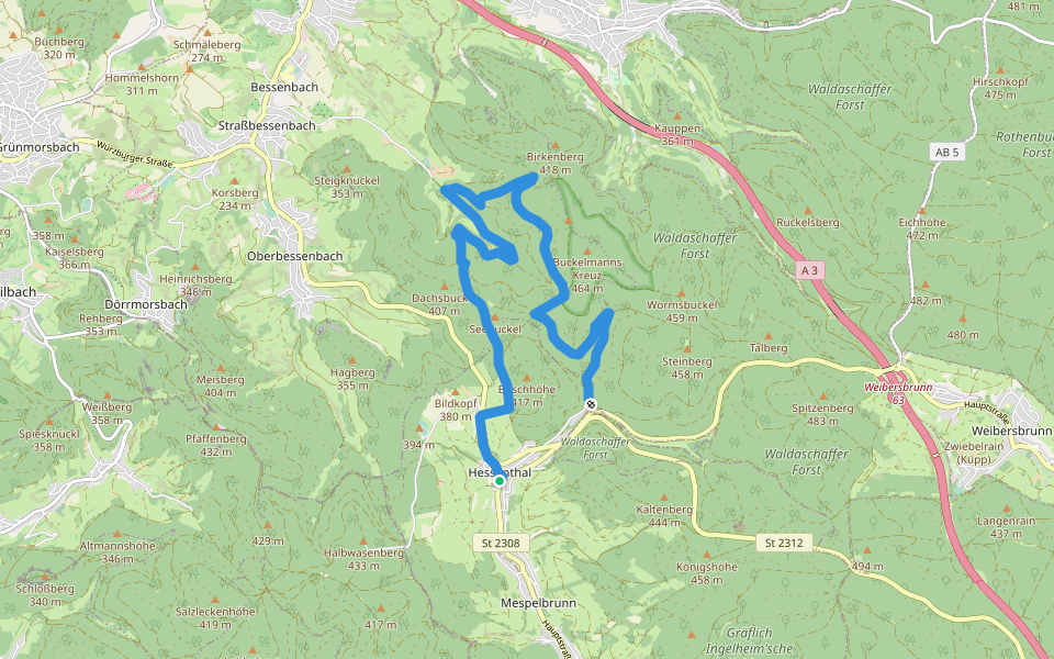 Ortswanderweg Mespelbrunn 1 walking route map in Mespelbrunn