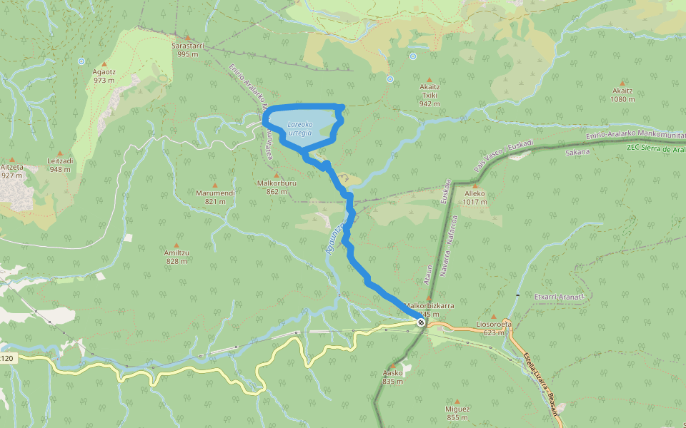 SL-GI 2005 Lareo ibilbidea walking route map in Ataún