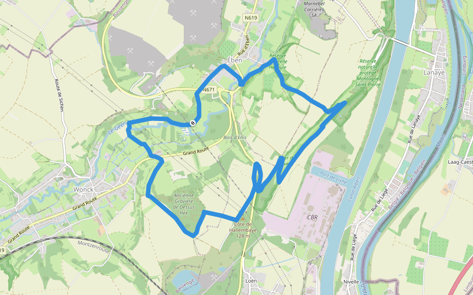 5.Eben-Emael: Croix Orange walking route map in Bassenge