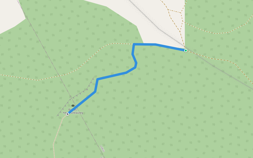 PΩ (Borzás-hegyi sziklaüreg) walking route map in Hárskút