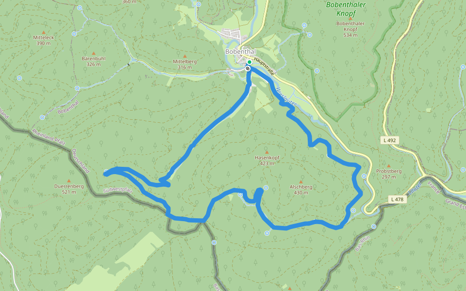 Hasenkopf-Runde walking route map in Bobenthal