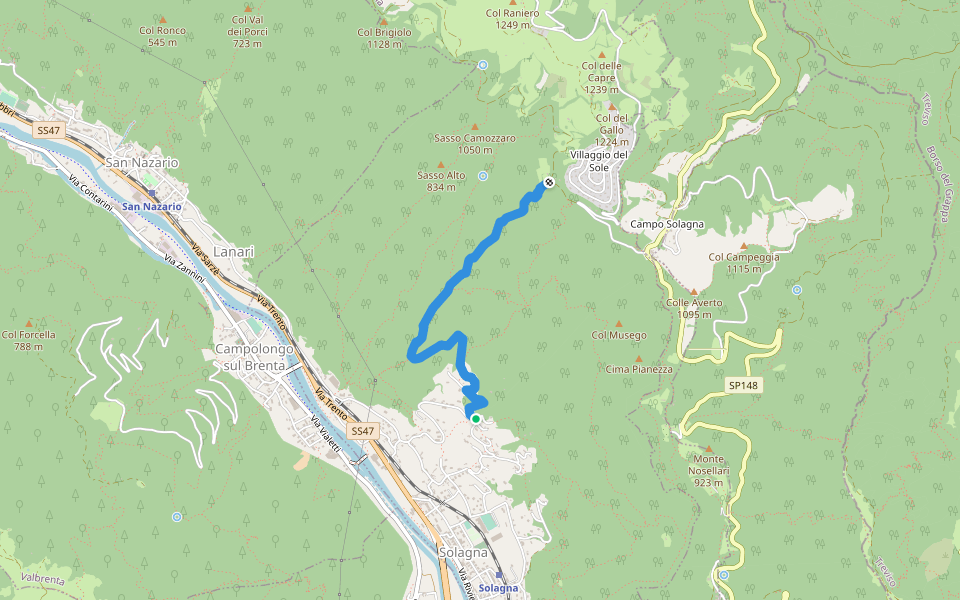 Cresta di San Giorgio walking route map in Solagna