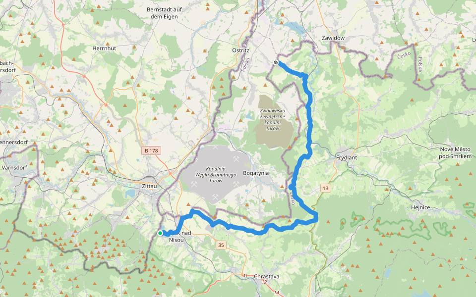 NS Pašerácká stezka walking route map in Hrádek nad Nisou