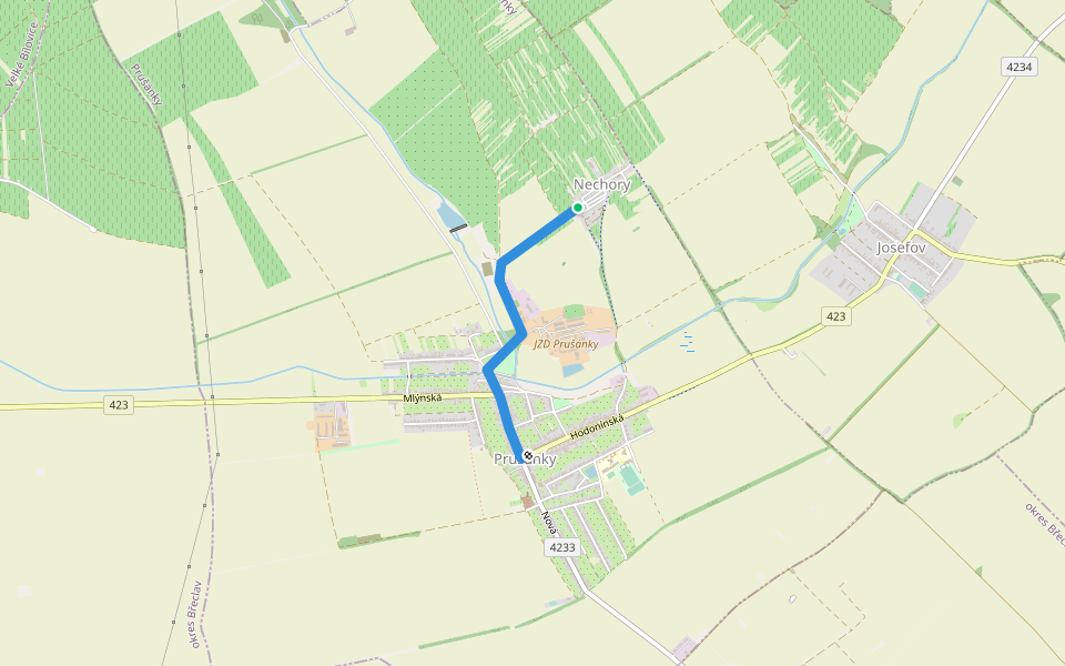 [Ž] Prušánky - Nechory walking route map in Prušánky