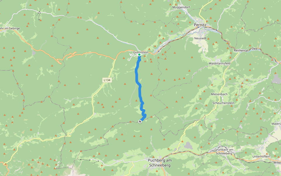 Gutenstein - Öhler Schutzhaus walking route map in Gutenstein