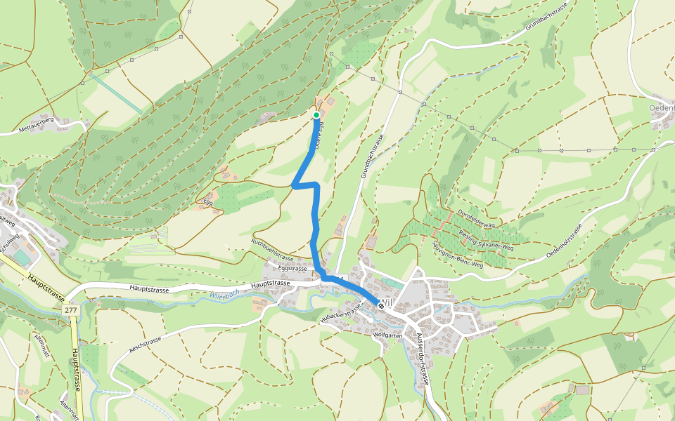 Obere Egg - Wil Gemeindehaus Postauto walking route map in Mettauertal
