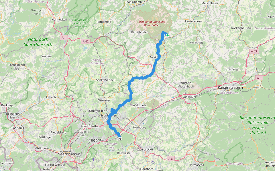 Saar-Westrich-Weg, Pfälzerwald Grün-Weißer Balken #2 walking route map in Niederalben