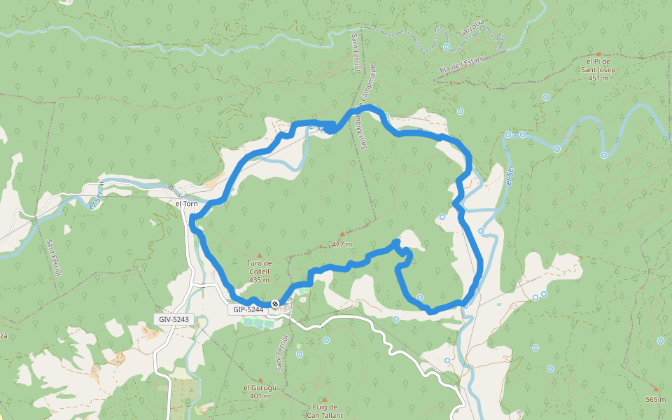 El Santuari del Collell: Presó de Guerra walking route map in Sant Ferriol