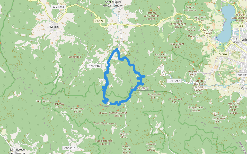 El Refugi dels emboscats walking route map in Sant Miquel de Campmajor