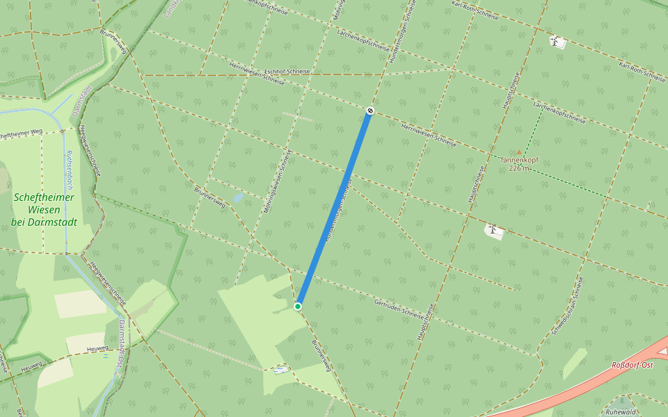 Verbindungsweg walking route map in Roßdorf