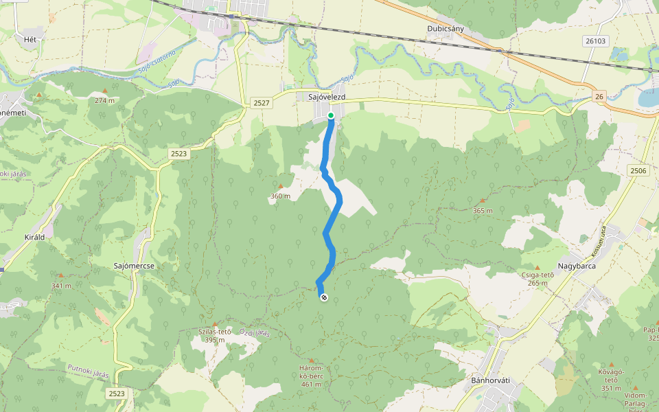 KT walking route map in Sajóvelezd