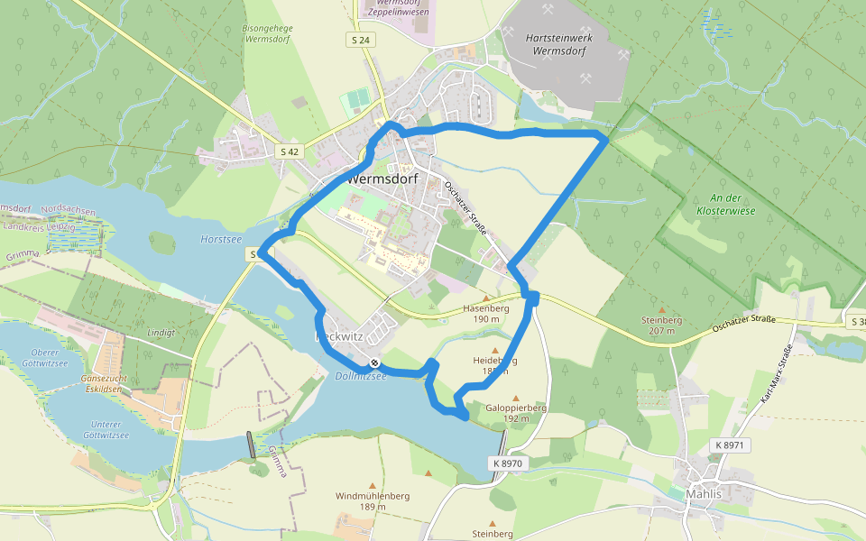Rund um Wermsdorf walking route map in Wermsdorf