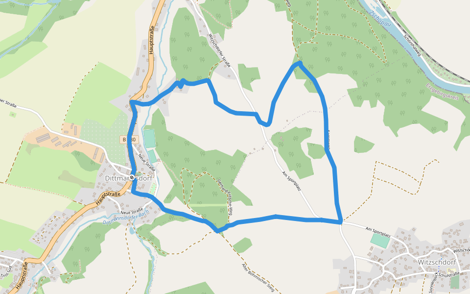 Kleiner Rundweg Dittmannsdorf walking route map in Gornau/Erzgeb.