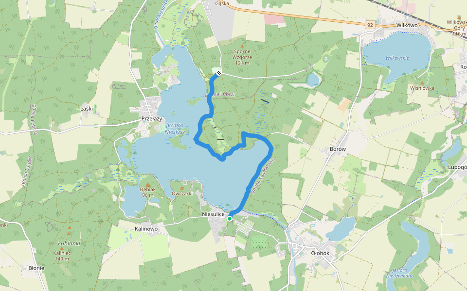 Krzeczkowo-Niesulice walking route map in Niesulice