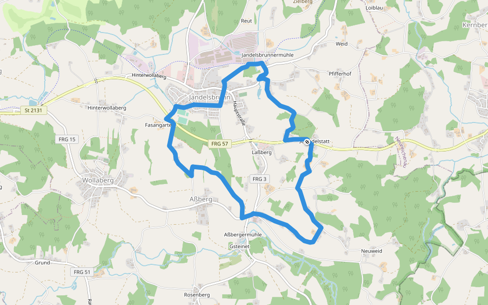 Ochsenhöheweg walking route map in Jandelsbrunn