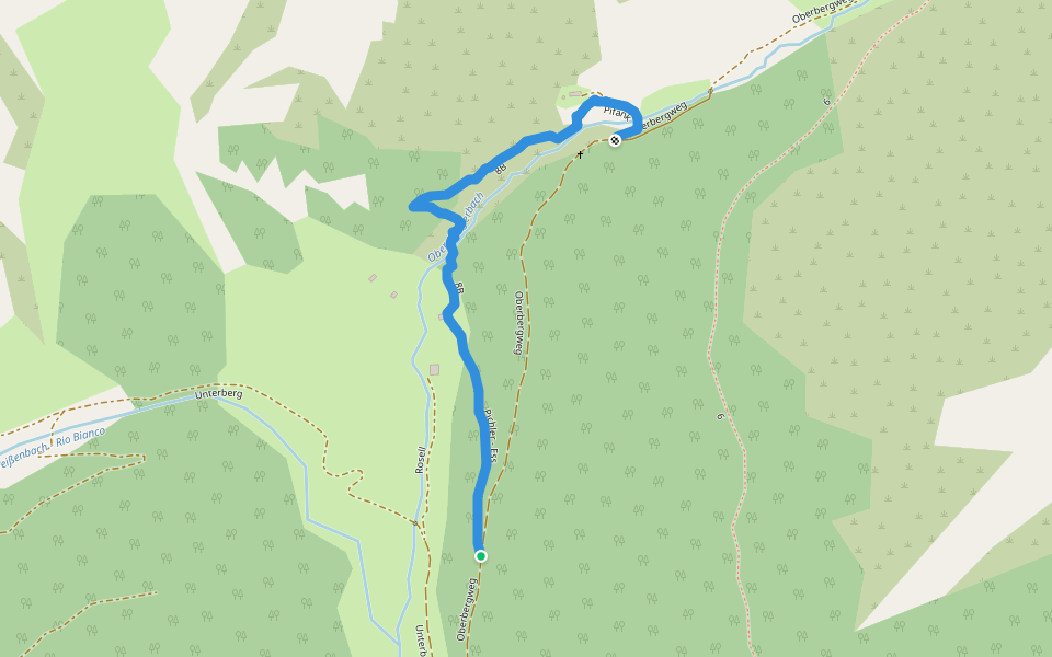 AVS 8B - (Weissenbach) - Oberberg Alm via Wandersteig walking route map in Rio Bianco