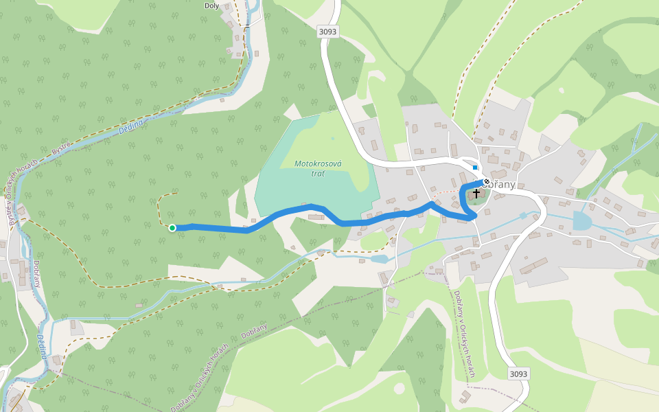 Dobřany (býv. hrad) walking route map in Dobřany