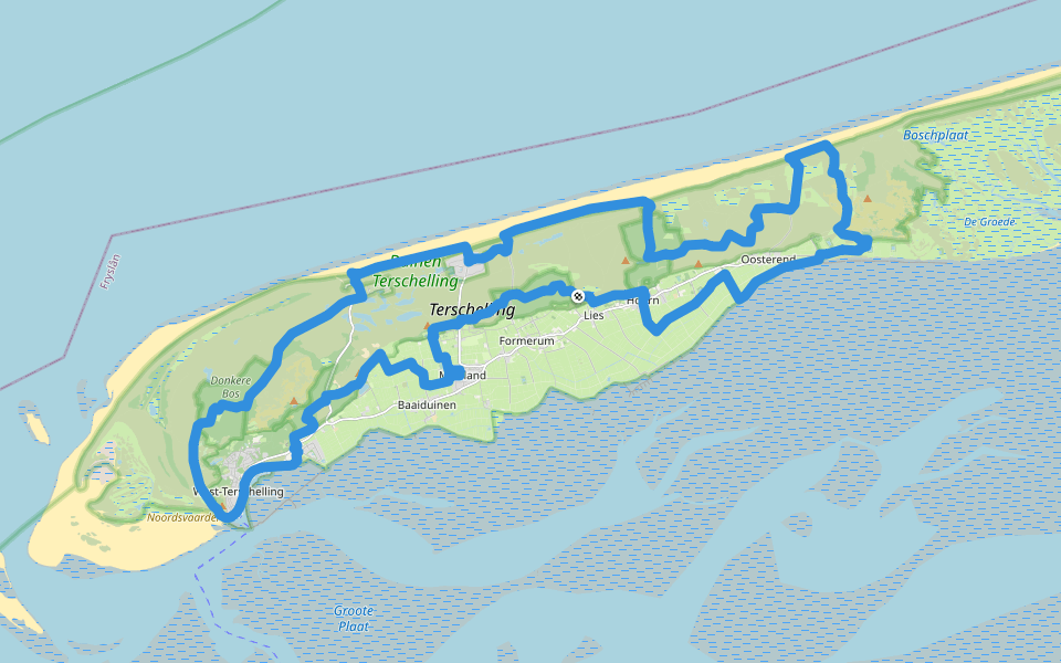 Waddenwandelen - Terschelling - 01-03 walking route map in Lies