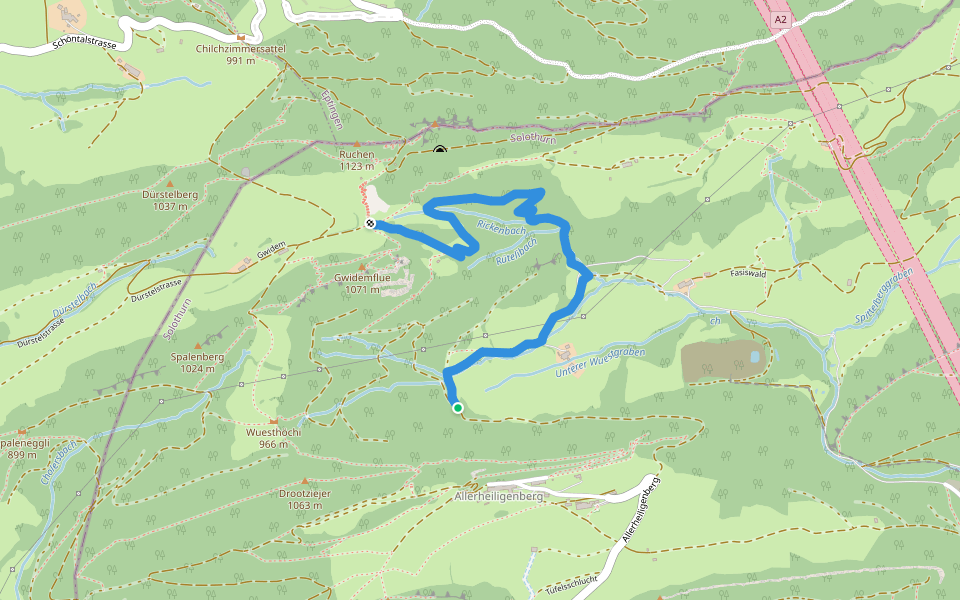 Wuestweg - Gwidemhöchi walking route map in Allerheiligenberg