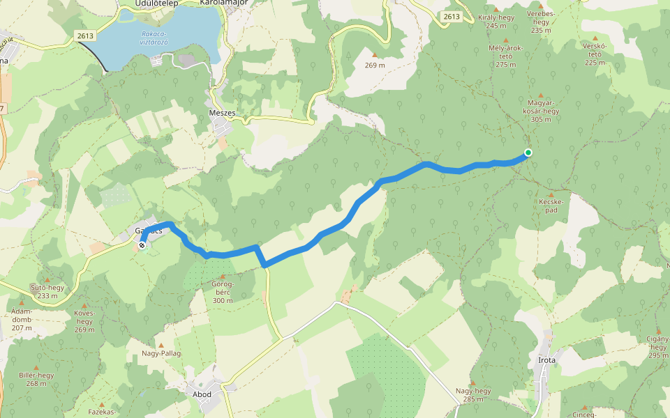 P+ (Galvács) walking route map in Rakaca