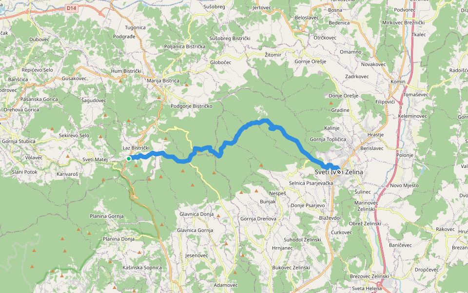 Planinarska staza Medvednica 47 walking route map in Laz Bistrički