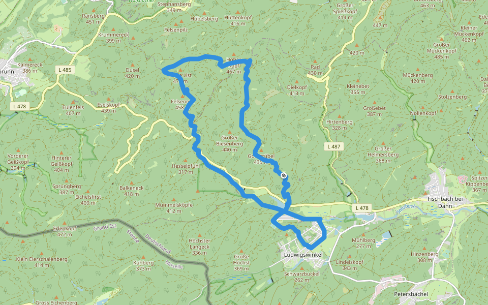 Hohe List-Tour walking route map in Ludwigswinkel