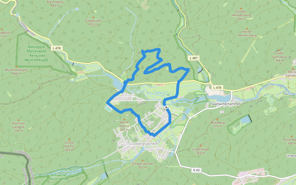 Horbachkanzel-Runde walking route map in Ludwigswinkel