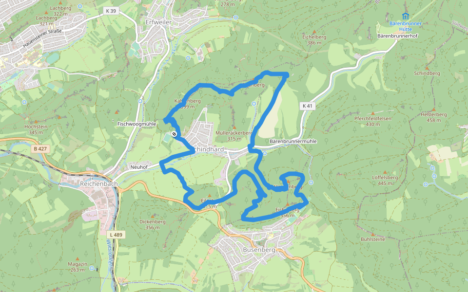 Wald-Erlebnisweg walking route map in Schindhard