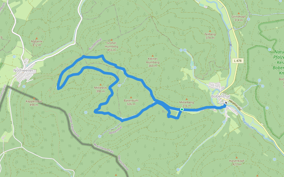 Grubenweg walking route map in Bobenthal