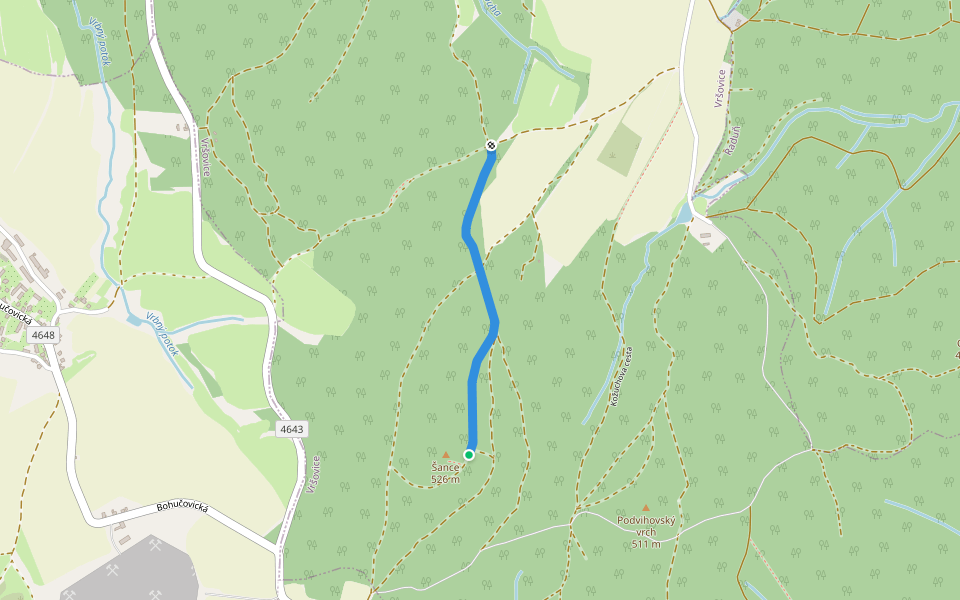 Kopanina - Šance walking route map in Vršovice