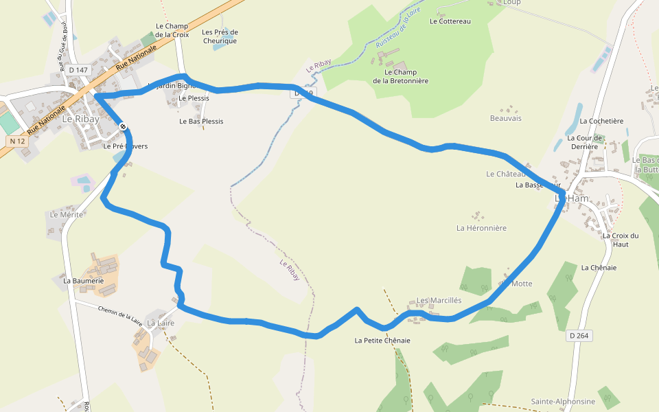 Circuit de la Laire walking route map in Le Ribay