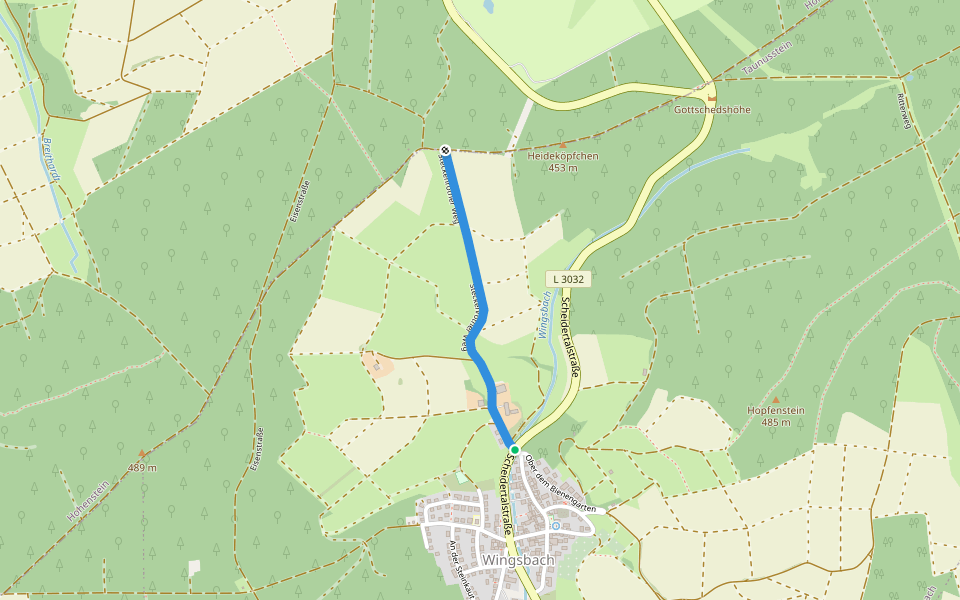 Taunussteiner Runde Zuweg/Alternative walking route map in Taunusstein