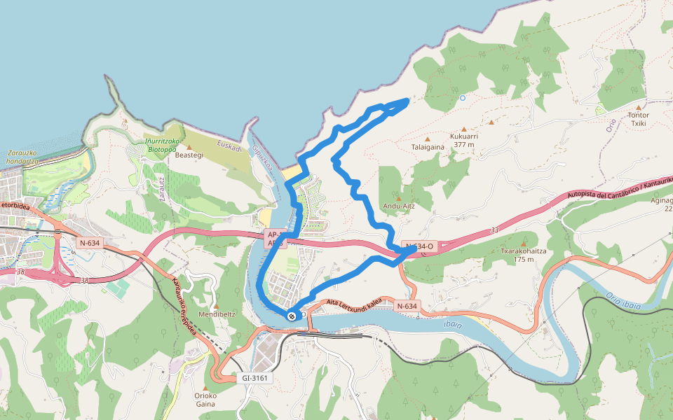 PR-GI 158 Orio - Itxaspe walking route map in Orio