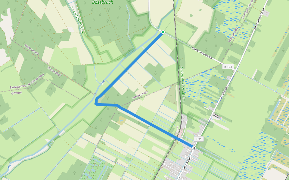Iseweg Wanderweg walking route map in Wahrenholz
