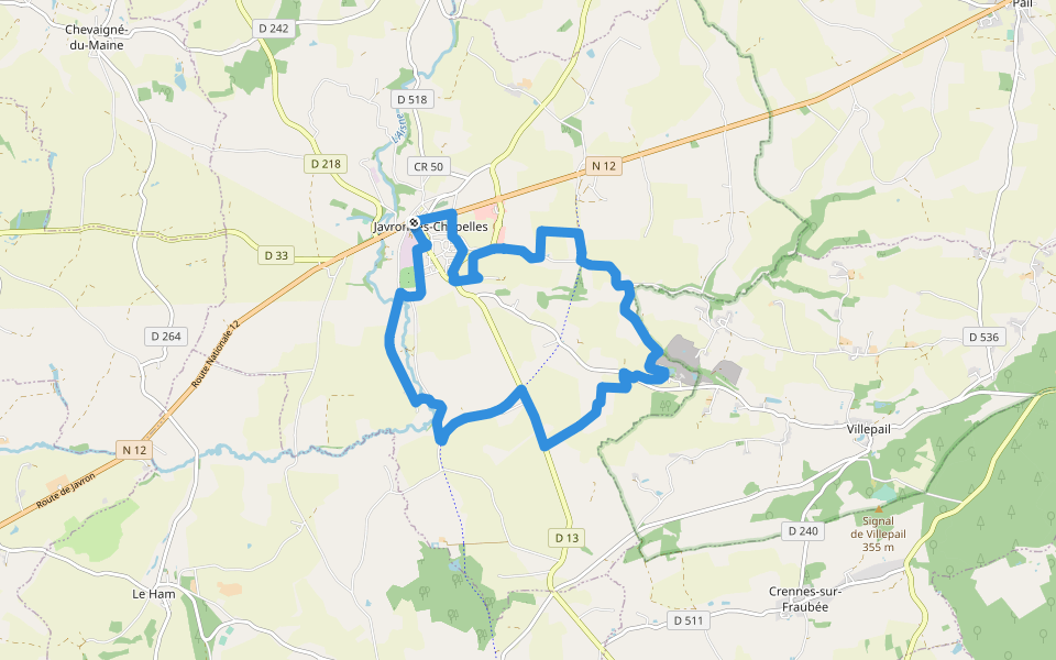 Boucle des Ardoisières walking route map in Javron-les-Chapelles
