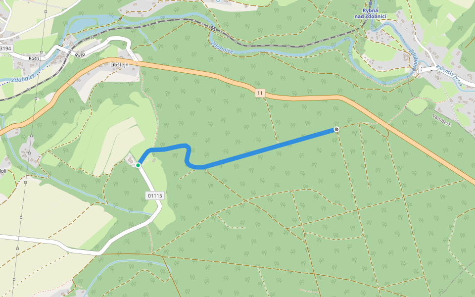 [M] Nad Pekelcem - Na Vyhlídce walking route map in Vamberk