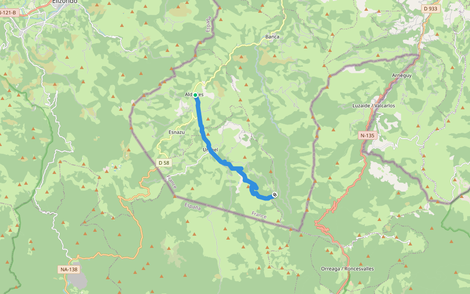 HRP Variante 4.1 walking route map in Aldudes