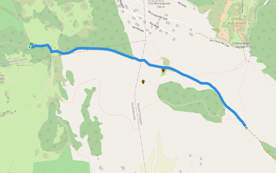 Raccordo 502/503 walking route map in Monte Compatri