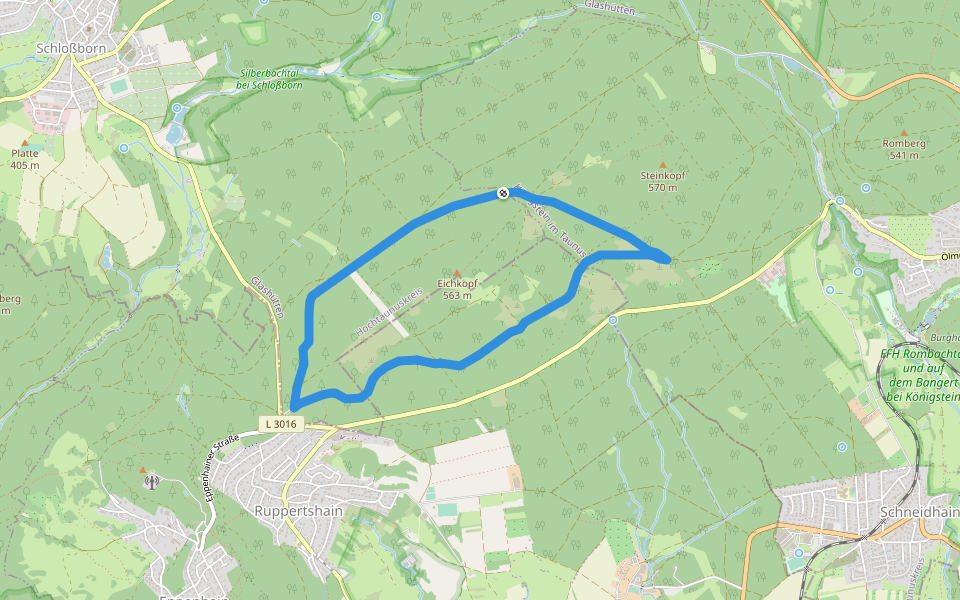 Landsgraben: Muffel walking route map in Glashütten