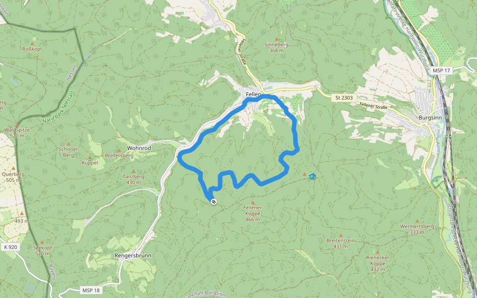 Schwarzer Fuchs, Rundwanderweg Fellen walking route map in Fellen