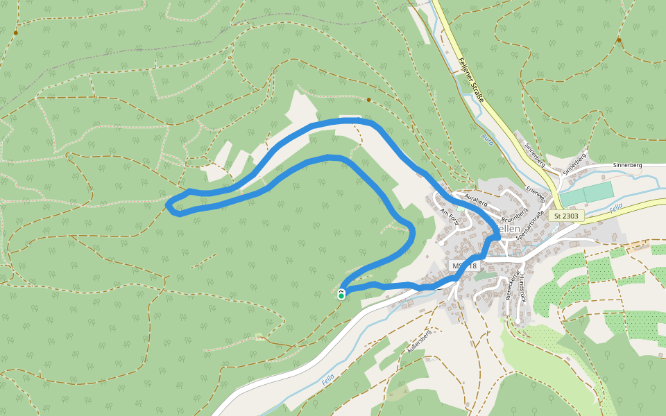 Blauer Pilz, Rundwanderweg Fellen walking route map in Fellen