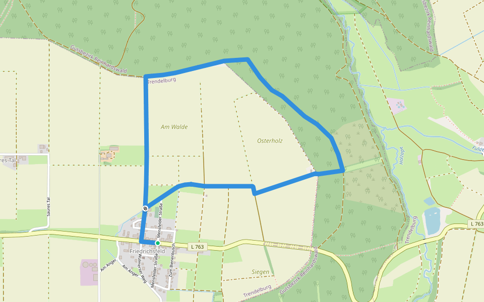 Friedrichsfeld-Rundweg 1 walking route map in Trendelburg