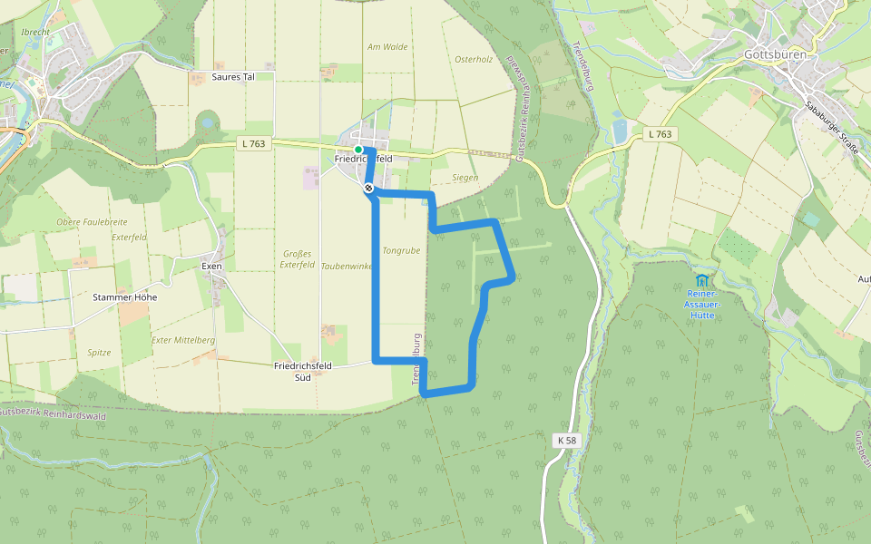 Friedrichsfeld-Rundweg 2 walking route map in Trendelburg