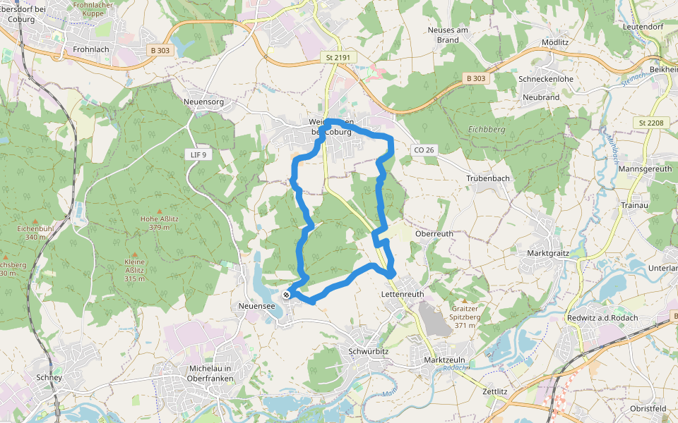 Rundweg Weidhausen - Neuensee walking route map in Michelau in Oberfranken