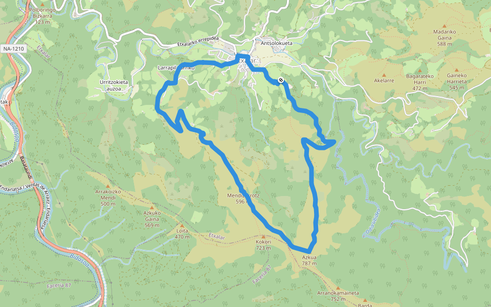 PR-NA 12 Azkua walking route map in Echalar