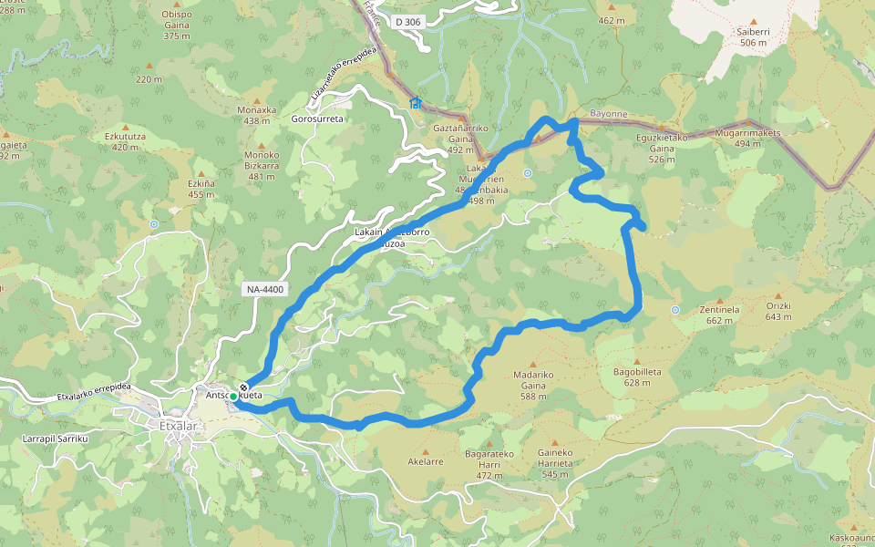 PR-NA 15 Atxuria walking route map in Echalar